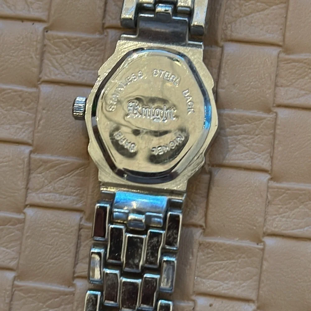 Elegant silver tone diamond face quartz cocktail watch